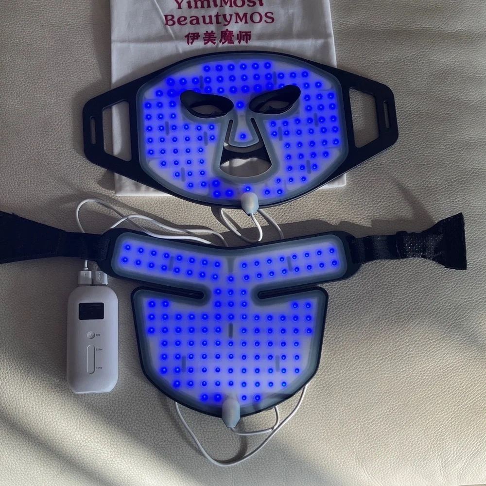 Black LED Facial & Jawline Therapy Mask with Controller